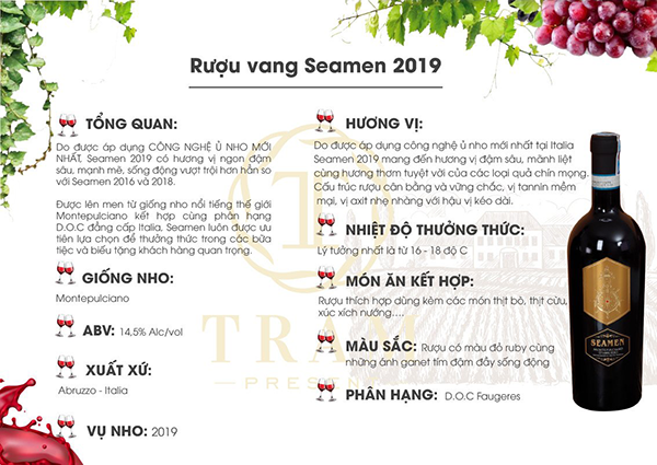 Rượu vang Seamen 2019 - 14,5%