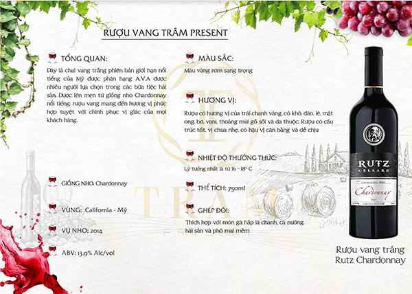 Rượu vang Rutz Chardonnay 13,9%