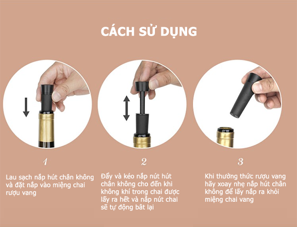 Nắp đậy kèm hút chân không rượu vang (DM-VS04R)